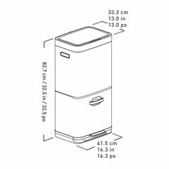 EKO 54 Litre Stainless Steel Dual Compartment Recycling Motion Sensor Bin (35L +19L)