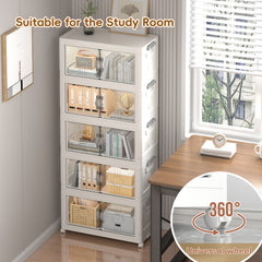 49cm (19.29in) Wide Gray Transparent Door Panel Foldable Storage Box | Large Capacity, Portable, Suitable for Home, Bathroom, and Kitchen - Durable Plastic, Modern Minimalist Style