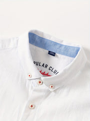 Linen Men'S Casual Shirt Long Sleeve Linen Solid Color Breathable Fashion Men'S Top Blouse Retro Open Front with Pockets