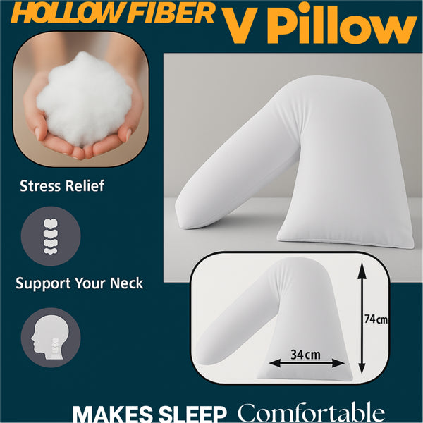 V Shaped Pillows Hollowfiber Filled Orthopedic Back Neck Pregnancy Body Support Cushion