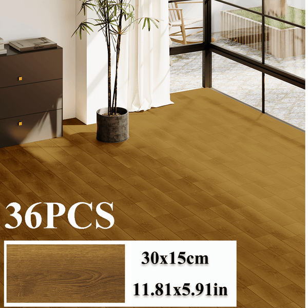 36-Pack High-Quality Self Adhesive Floor Tiles, 15x30cm Peel and Stick SPC Vinyl Planks for Kitchen, Bathroom, Bedroom & Living Room, Realistic Stone/ Wood Look Efffect Waterproof PVC Flooring, Easy DIY Installation