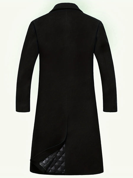 New Autumn/Winter Tweed Overcoat for Men, Long Length, Painted Finish, Warm and Thickened Tweed Outerwear, Men's Casual Wool Blend Jacket Trench Coat