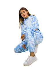 RUFEDGE Women’s Tie Dye Tracksuit Set | Ladies Joggers and Long Sleeve Crop Hoodie | Two-Piece Outfit