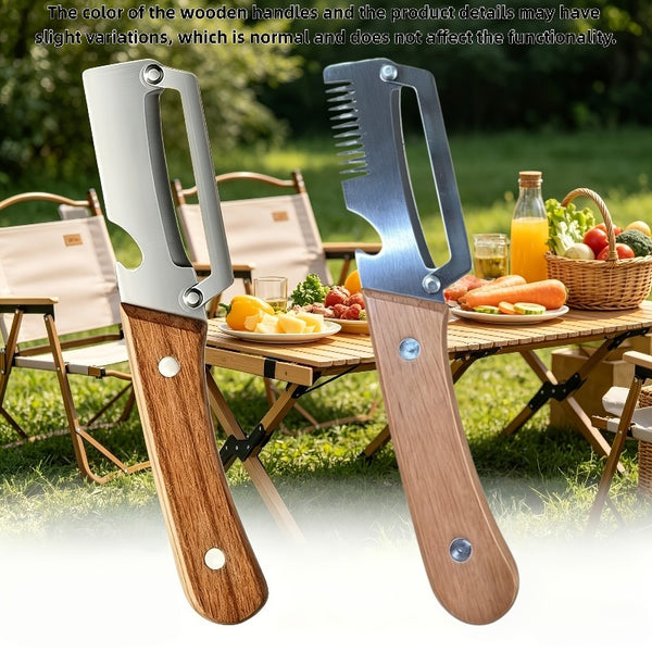 2pcs Heavy-duty Stainless Steel Peeler and Slicer Set, Featuring a Bottle Opener and Straight Blade Design. Suitable for Sugar Cane, Fruits, and Vegetables. A Versatile and Durable Peeling Tool and Vegetable Slicer, Ideal for Parties and Picnics