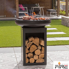 Redfire Mantanzas Wood Burning Fire Bowl with Grill and Wood Storage