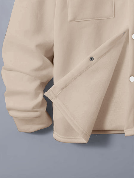 Men'S Fashionable Versatile Lapel Genuine Pocket Outwear Long Sleeve Jacket And Drawstring Solid Color Pocket Pants 2pcs Set