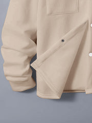 Men'S Fashionable Versatile Lapel Genuine Pocket Outwear Long Sleeve Jacket And Drawstring Solid Color Pocket Pants 2pcs Set