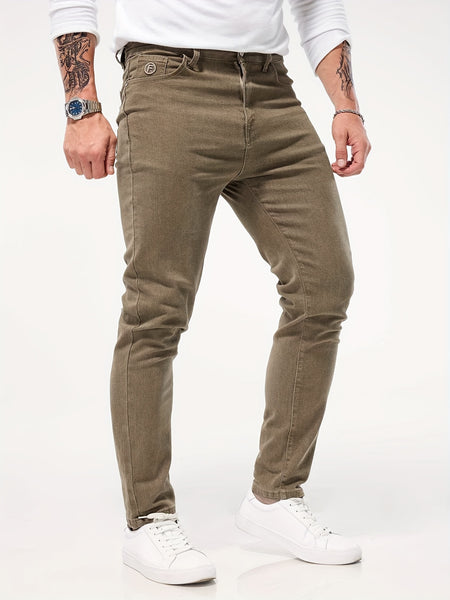 Solid Color Jeans Men'S Slim Fit Straight Leg Easy Versatile Casual Wear Long Pants Men'S Fashion