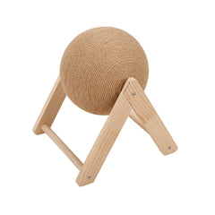 Sisal Ball Cat Scratching Board, Cat Hole Design, Triangular Support Board, Wear-Resistant Cat Scratching Ball Can Be Rotated, Cat Scratching Ball,Relief of Boredom Toys, Natural Wood