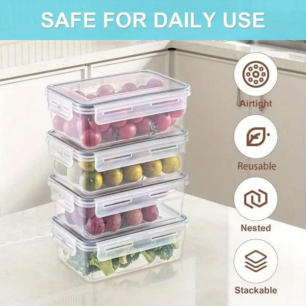 48pcs / 24pcs Plastic Refrigerator Storage Boxes, (24/12 Lids + 24/12 Containers) Kitchen Fresh‑Keeping Container Set, Refrigerator And Freezer Organizers, Fruit And Vegetable Sealed Boxes, Airtight Design, Easy‑Open Lids, Stackable Design, with Labels An