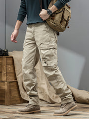 Men's Casual Cargo Pants, Multi-pocket, All-season American Street Style Loose Straight-leg Pants,  Blend, Machine Washable, Suitable for Casual Wear, Practical Workwear, Leisure Cargo Design, for Daily Outings and Travel