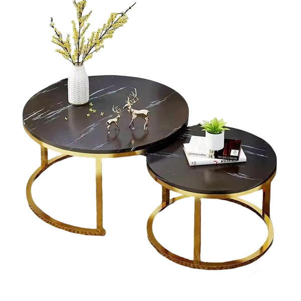Nesting Coffee Tables Set of 2 Round Stacking Sofa Side Tables for Living Room