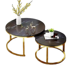 Nesting Coffee Tables Set of 2 Round Stacking Sofa Side Tables for Living Room