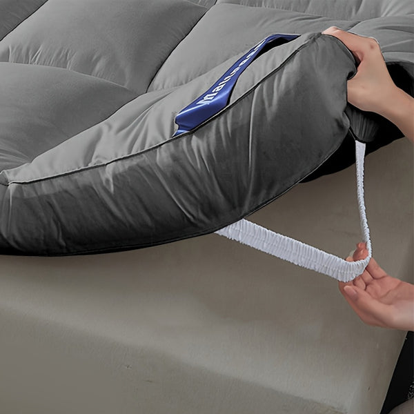 4 Inch/10Cm Microfiber Mattress Topper with 1100 GSM Heavy Filling, Extremely Soft And Fluffy, Hand-Filled, Available in Single, Double, King Sizes, Grey, Perfect for Halloween And Christmas Gifts