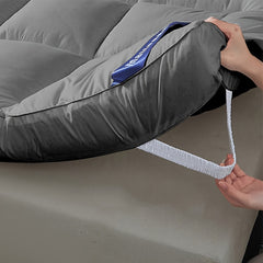 4 Inch/10Cm Microfiber Mattress Topper with 1100 GSM Heavy Filling, Extremely Soft And Fluffy, Hand-Filled, Available in Single, Double, King Sizes, Grey, Perfect for Halloween And Christmas Gifts