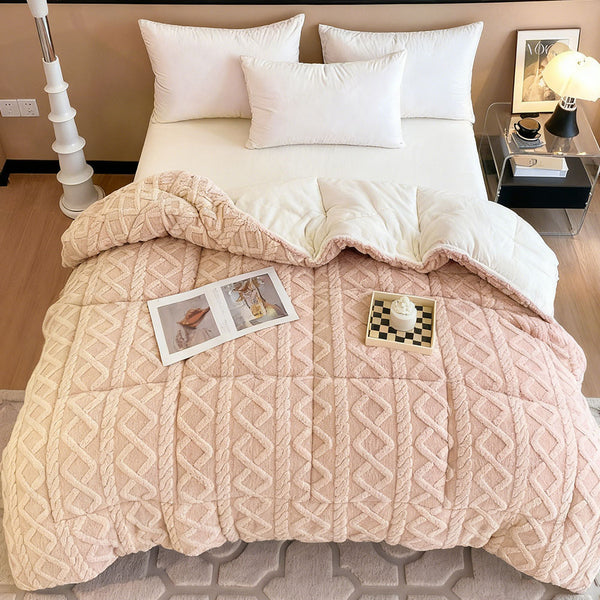Luxury Taffeta Comforter Thick Warm Comforter, Heavy Warm Winter Comforter Core, Modern Ultra Soft Thick Weighted Blanket All Season Fluffy Fleece Quilt Beddin, Ideal Bedding Gifts for Christmas Mother's Day Valentine's Day Festival, Single Double King Su