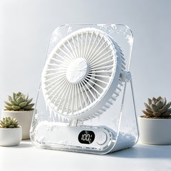 USB Desktop Fan, Portable Small Table Fan with 5 Speeds, 180° Foldable Rotation, Digital Battery Display, Ultra Quiet Strong Airflow, Cooling Fan for Bedroom Office Travel, For Outdoor Camping Travel