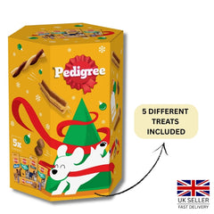 Pedigree Christmas Dog Gift Box 575g | Single OR 3-Pack Bundle | Premium Festive Dog Treats & Delicious Chews Variety Set | Bright Yellow, Red & Green Seasonal Packaging | Perfect for Christmas or Holiday Gifts & Pet Stocking Stuffers | Limited Edition Ca