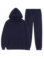 Ladies 2pcs Fleece Tracksuits Set, Women Comfort Long Sleeve Lounge Wear Featuring a Casual Hoodie and Drawstring Jogger Pants, Designed for Women