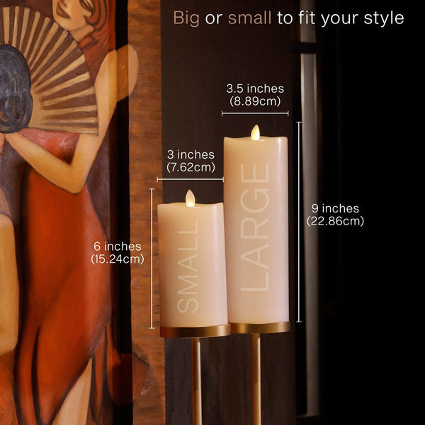 LENCARTA LED Flameless Candle Classic Ivory 6 Inch Wax Shell | Battery Powered Music Rhythm Sensing Flicker-Effect Pillar with Remote Control for Home Decor