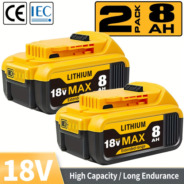 1/2/4pcs 18V 8.0Ah Battery Replacement for Dewalt Power Tool for Dewalt Battery 18V DCB180 DCB181 DCB182 DCB184 DCB200 DCB201 DCB204 And Cordless Power Tools with LED Indicator