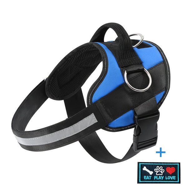 Adjustable Dog Harness for Small & Large Dogs - Reflective Nylon Vest with Striped Design, D-Ring Leash Attachment, and 