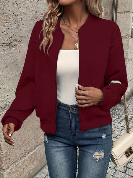 Solid Color Casual Zip-Up Cardigan Jacket