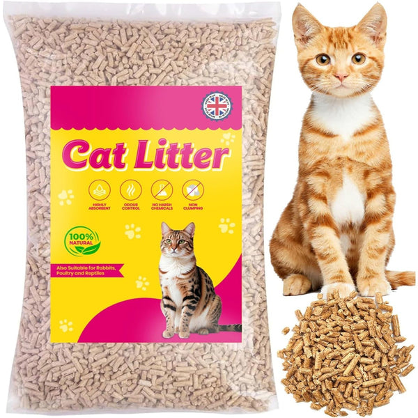 2 x 30L Cat Litter Clean & Easy To Use Ultra Absorbent Wooden Pellets, Odour Control, Natural Scent, Soft Bedding