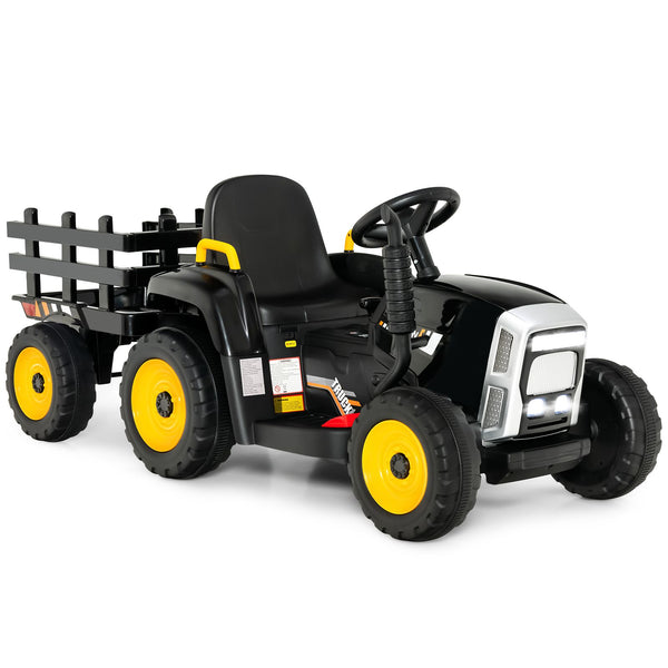 12V Kids Ride on Tractor with Trailer Music and LED Lights