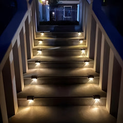 10pcs set of solar outdoor garden lights, home garden layout staircase deck lights, hallway wall lights, railing decorative lights, holiday decorative atmosphere lights, IP44
