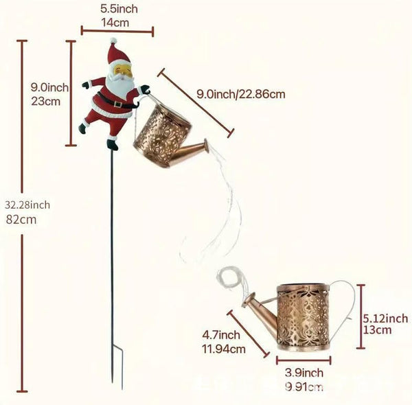 Christmas Santa Solar Kettle Lights Garden Lawn Decorative Lights, Garden Lawn Decorative Santa Claus Kettle Ground Lamp, Christmas Solar Kettle Lights Courtyard, Pond, Walkway (A)