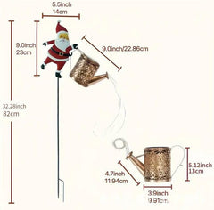 Christmas Santa Solar Kettle Lights Garden Lawn Decorative Lights, Garden Lawn Decorative Santa Claus Kettle Ground Lamp, Christmas Solar Kettle Lights Courtyard, Pond, Walkway (A)