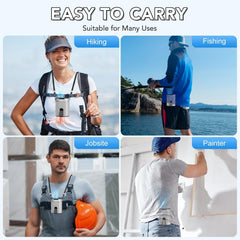 COZOME Portable Waist Fan with 4-Speed Settings, Dual Clip Design, Hands-Free Neck Hanging Fan for Outdoor Activities