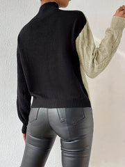 Women'S Sweater - & Color Block, Stand Collar Long Sleeve Pullover, Fall/Winter Layering Essential for Everyday & Formal Outfits, Cute Sweaters