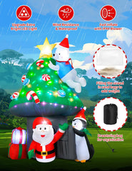 213Cm/7Ft Inflatable Mushroom House Decoration – Outdoor Inflatables with Santa, Penguin, White Bear, Blow up Yard Decor