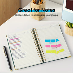 Notebook Notepad A5, 300 Pages Wirebound Spiral Notebook, 100GSM Thick Paper, No Bleed, Leather Cover Journal with Tree Design & Golden Spiral Binding, Perfect for School Writing, 16.5 X 21cm