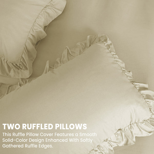 3-Piece Ruffle Frilled Duvet Cover Set – Soft, Comfortable Bedding with Pillowcases, Button Closure, Elegant Layered Design