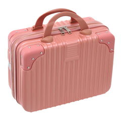 14 Inches Storage Box, Rose Gold Portable Makeup Travel Case Hand Luggage with Elastic Band, Durable Plastic Carrying Makeup Case Suitcase, Makeup Box Travel Cosmetic Box Suitable for Home or Travel
