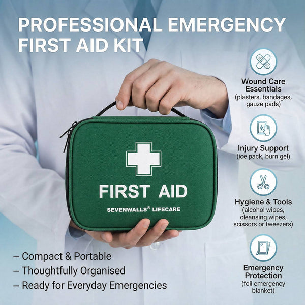 220pcs Premium First Aid Kit Bag - Includes Cold (Ice) Packs, Burn Gel, Eyecare, Emergency Blanket, Plasters and Bandages for Home, Office, Car, Caravan, Workplace, Travel, Holidays and Sports