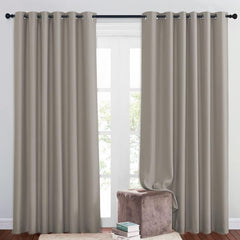 PONY DANCE Grey Blackout Thermal Insulated Curtains for Bedroom, 46 X 54 Inch Short Eyelet Curtains & Drapes, Soft Black Out 2 Panels for Window Living Room/Kitchen