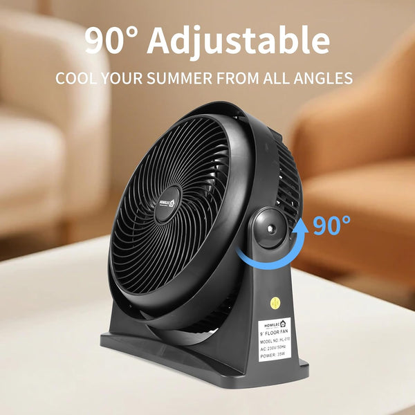 Powerful Turbo Desk Fan – 90° Adjustable Tilt Air Circulator Fan, Ultra-Quiet 3-Speed Table & Wall Mountable Fan for Bedroom, Home, Office (Black)