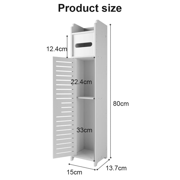 White Free Standing Toilet Paper Roll Holder Wooden Bathroom Storage Cabinet UK