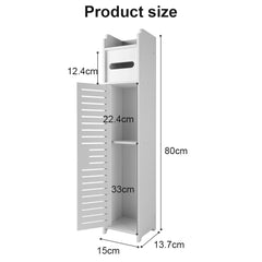 White Free Standing Toilet Paper Roll Holder Wooden Bathroom Storage Cabinet UK