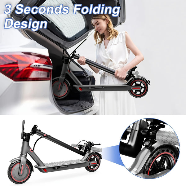 Adult Electric Scooters, T4 Adult Electric Scooter, 8.5-inch Solid Tires, 30-kilometer Range, 3 Speed Modes, Foldable Electric Scooter with APP, for Adult
