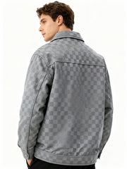 Men's Collared Shirt Thin Jacket Coat Casual Versatile Trendy High-End Workwear Top Checkered Spring/Autumn Shirt Jacket No Lining