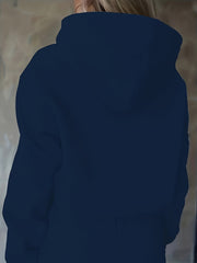 Women'S Two-Piece Casual Outfit, Featuring a Warm Hooded Sweatshirt with Letter Patterns