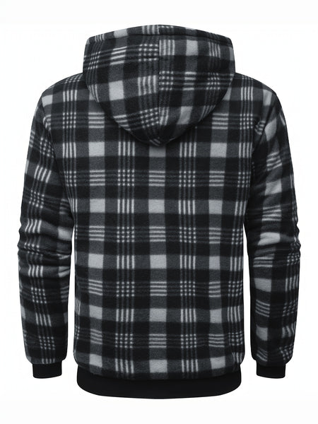 Jacket for Men Heavyweight Fleece Hoodies Thick Sherpa Lined Flannel Plaid Shirt Jacket
