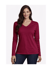 Ladies Womens V Neck Long Sleeve Plain Slim Fit Basic Top Stretchy T-Shirt 8-26