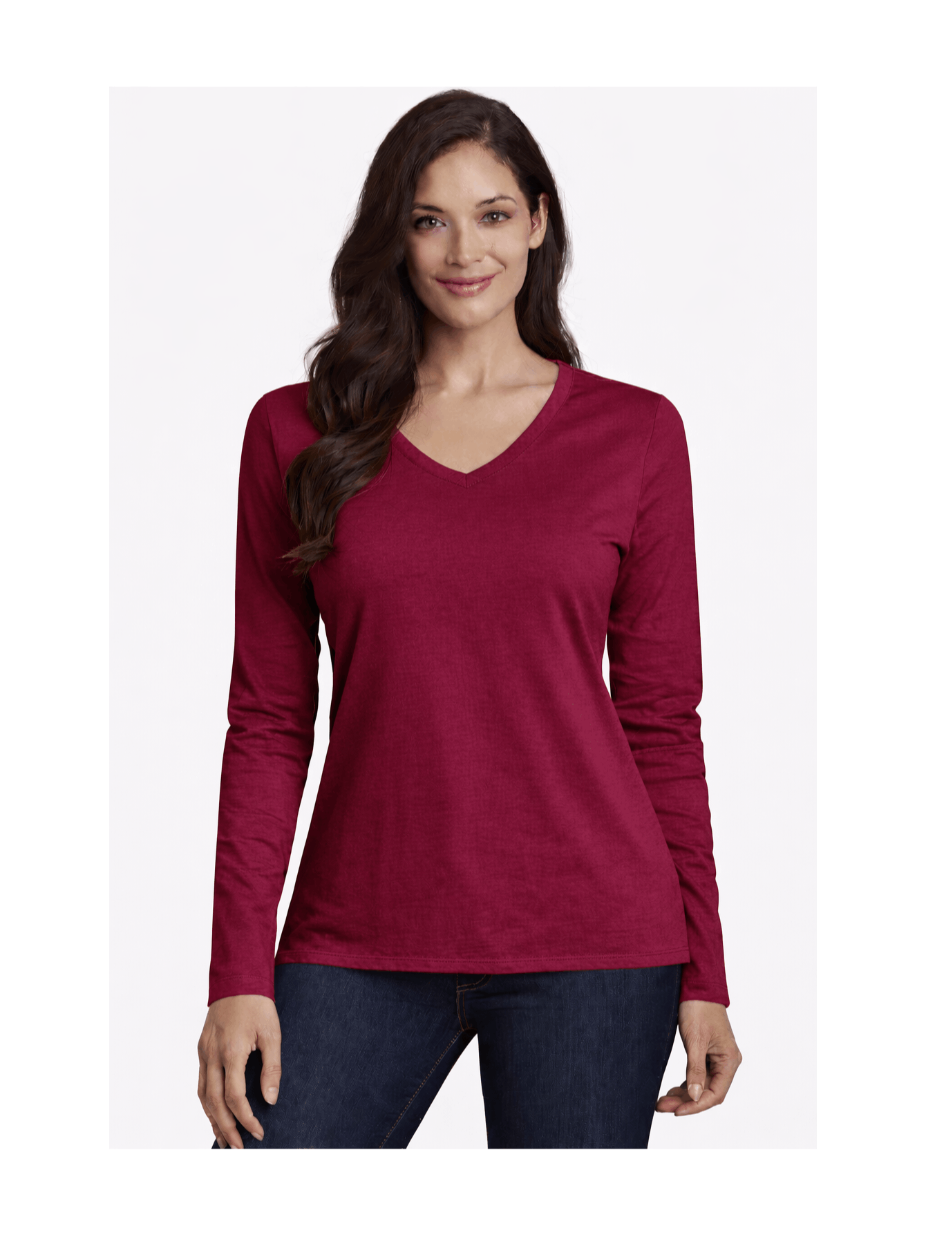 Ladies Womens V Neck Long Sleeve Plain Slim Fit Basic Top Stretchy T-Shirt 8-26