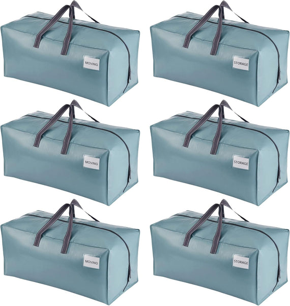 VENO 8 Pack Moving Bags Heavy-Duty Extra Large W/Backpack Straps, Moving House Essentials, Strong Handles & Zips, Clothes Storage, Packing, Laundry Bags, Reusable and Sustainable (Blue, 8 Pack)